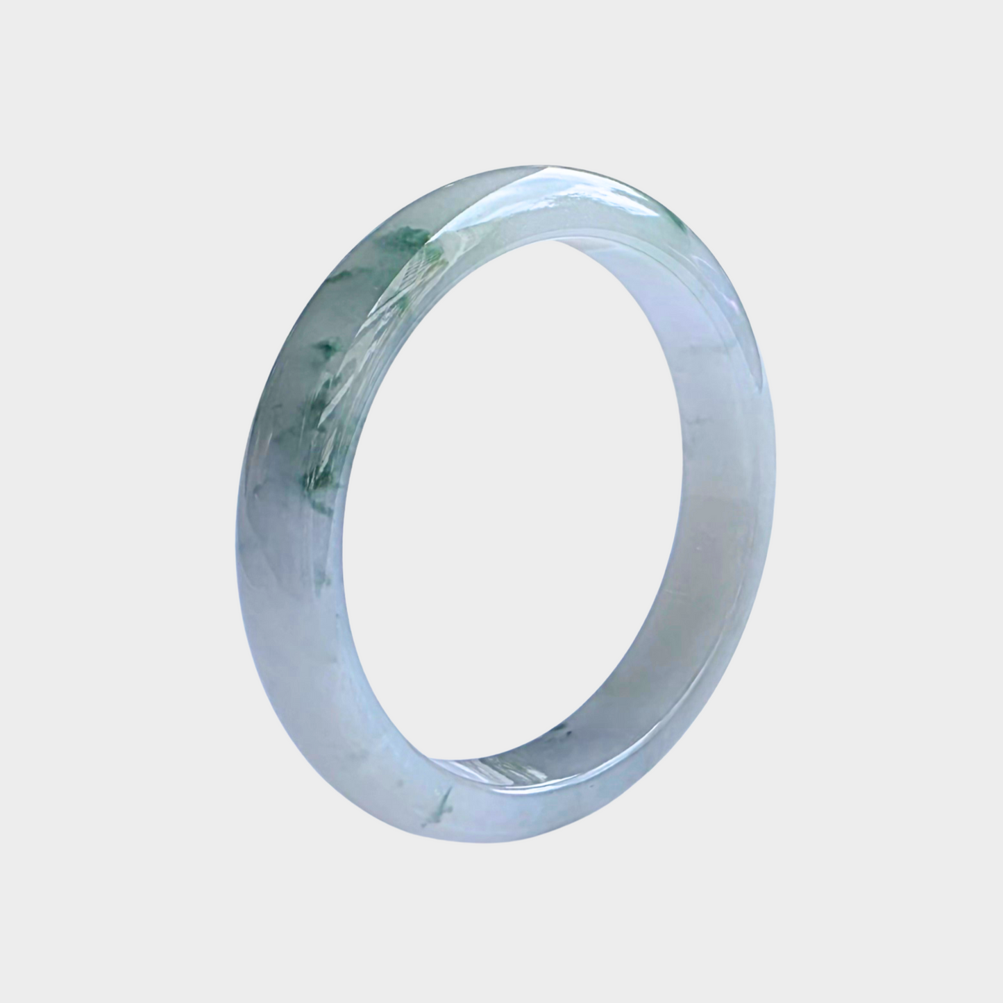 "Floating Flower" Jadeite Jade Bangle - 56mm Half Round