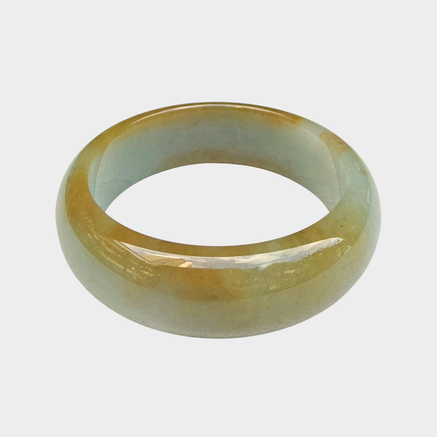 Yellow Jadeite Jade Bangle - 57mm Half Round