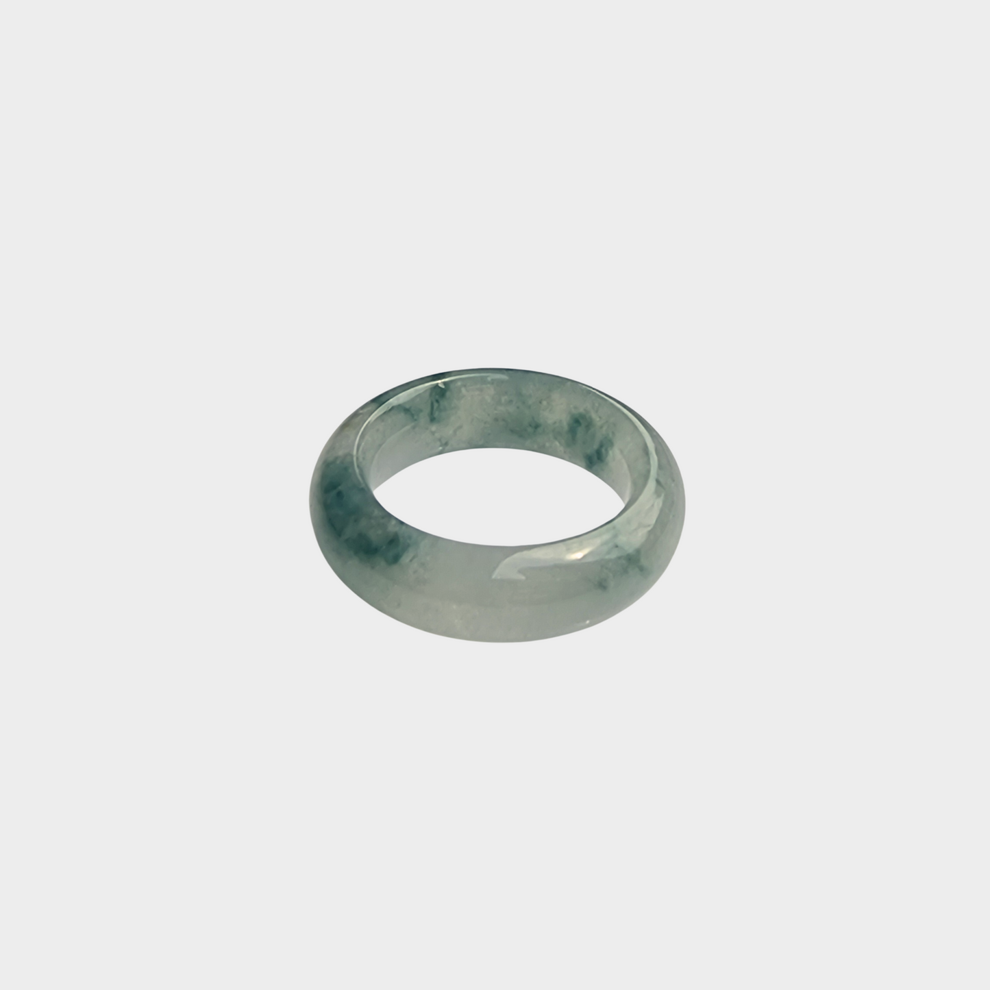 Icy "Floating Flower" Jadeite Jade Abacus Ring