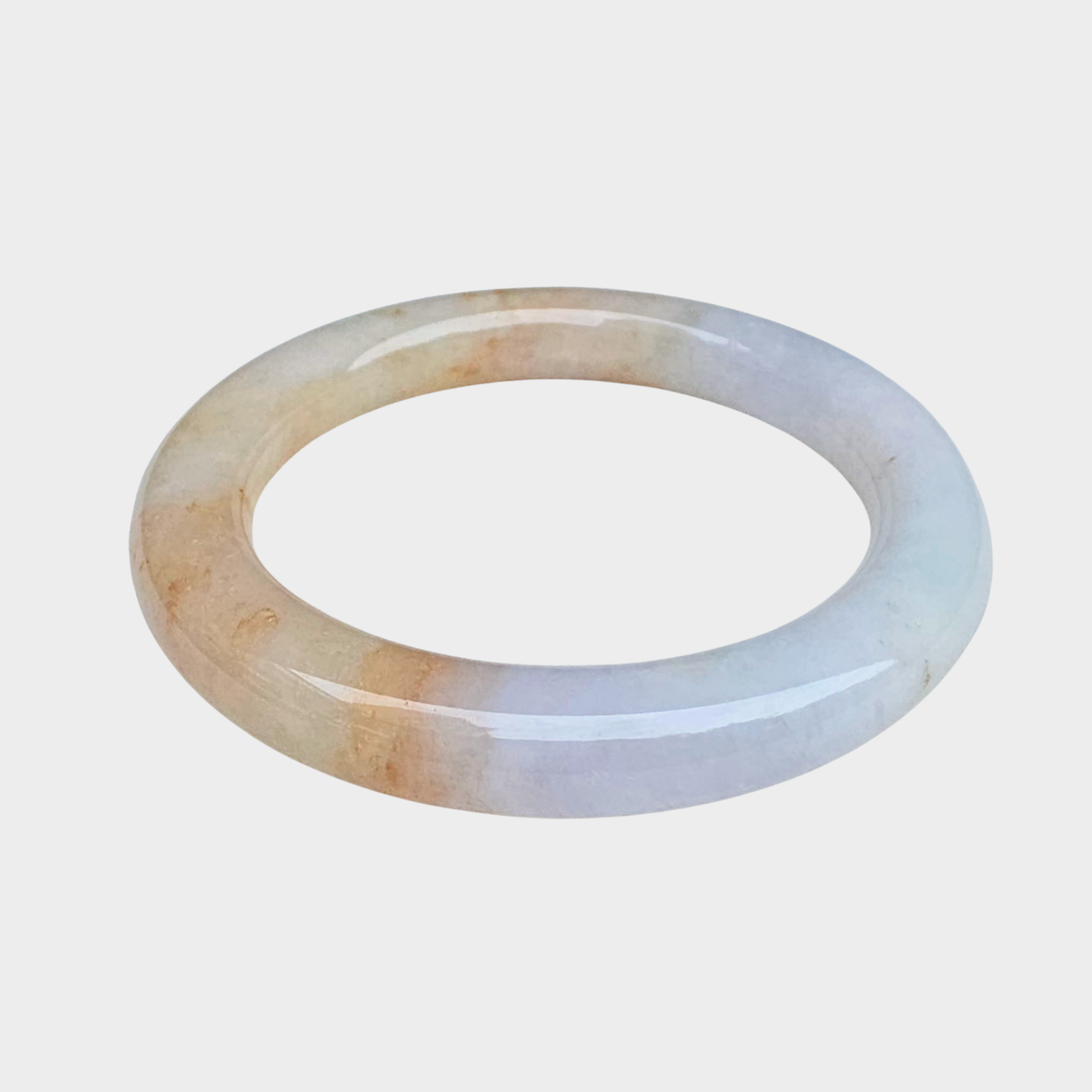 Orange and White Jadeite Jade Bangle - 58mm Round