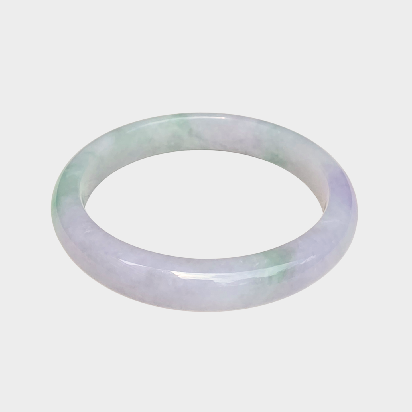 Lavender and Green Jadeite Jade Bangle - 57mm Flat