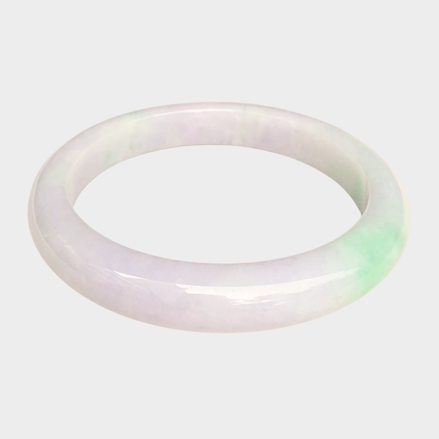 Lavender and Green Jadeite Jade Bangle - 63mm Half Round