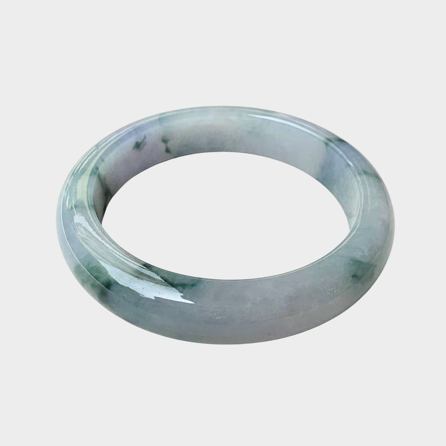 "Floating Flower" with Lavender Jadeite Jade Bangle - 57mm Half Round