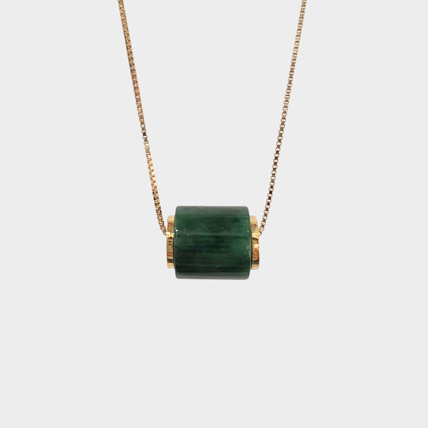 Flower Green Jadeite Jade "Barrel" Pendant in Yellow Gold