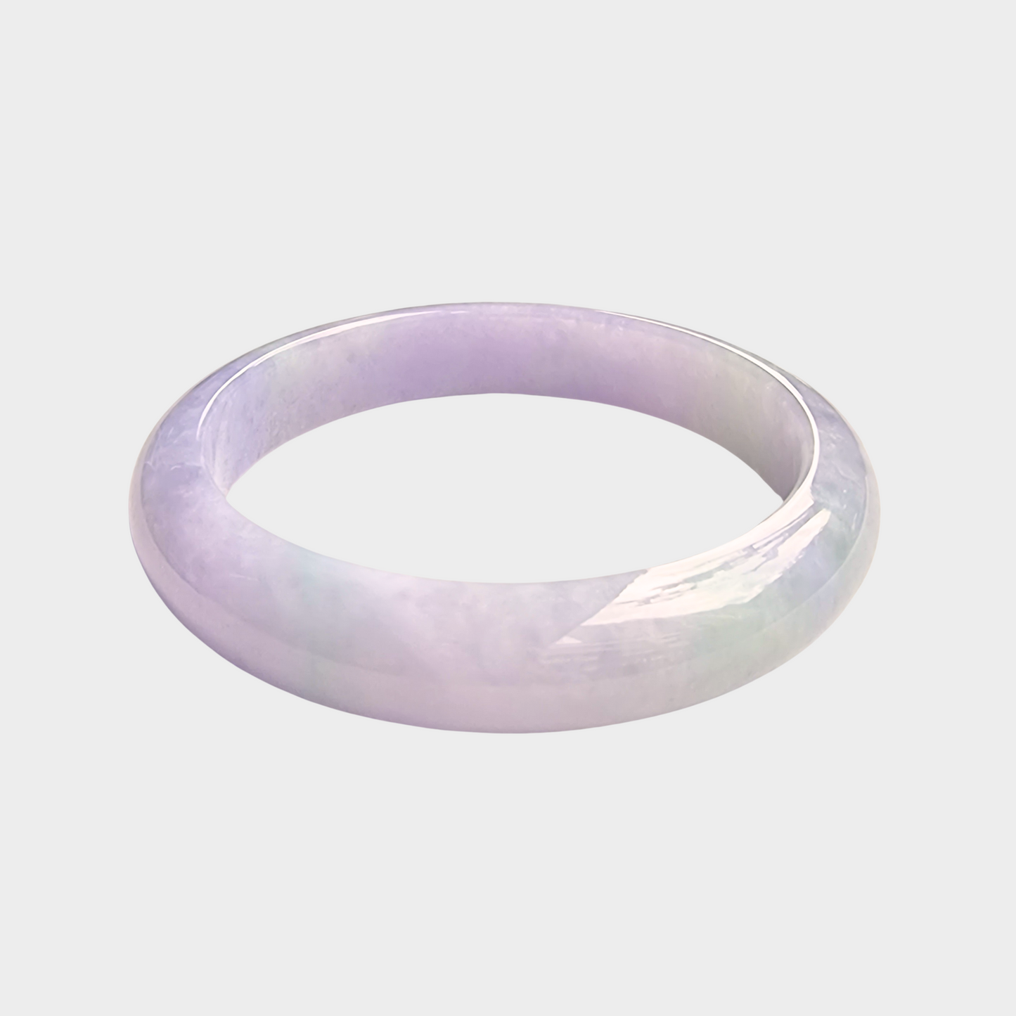 Lavender Jadeite Jade Bangle - 60mm Half Round