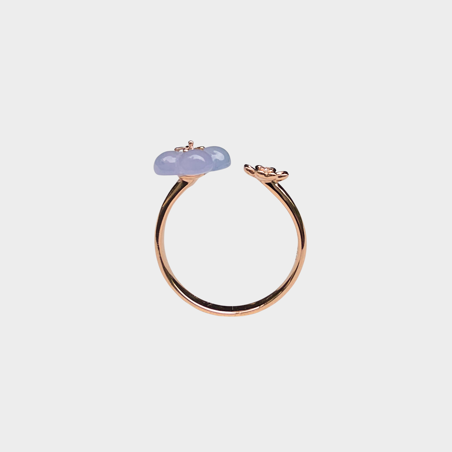 Icy Lavender "Peach Blossom" Jadeite Jade Ring in Rose Gold with Diamond