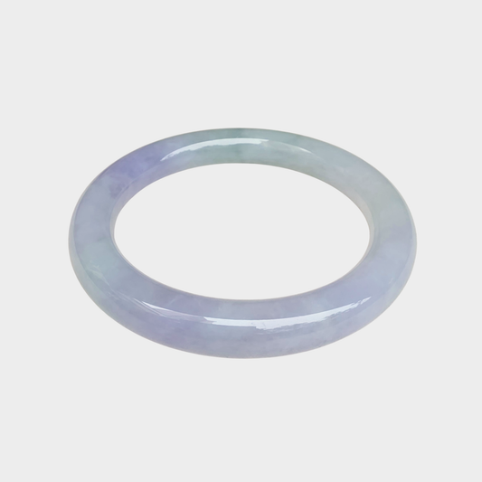 Lavender with Green Jadeite Jade Bangle - 55mm Round