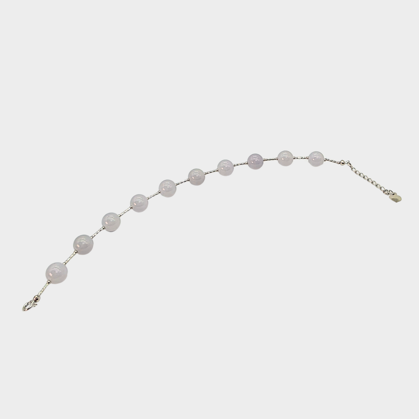 [Pale Lavender Dewdrops] Jadeite Jade Beads Bracelet in White Gold