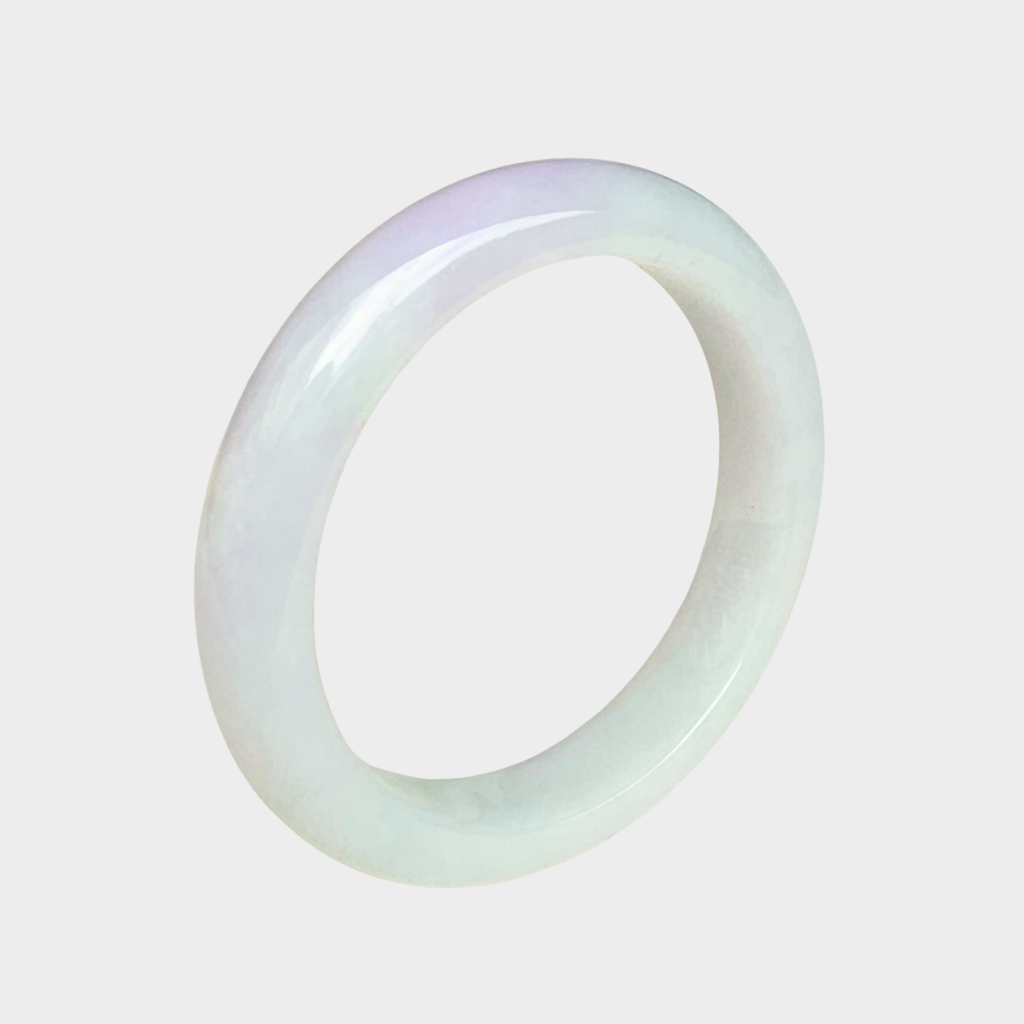 Light Lavender and Green Jadeite Jade Bangle - 58mm Half Round