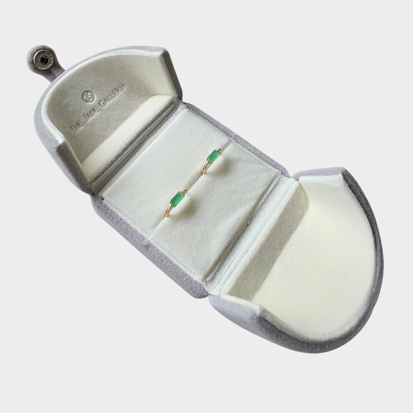 Jadeite Jade Hoop Earrings in Yellow Gold with Diamonds