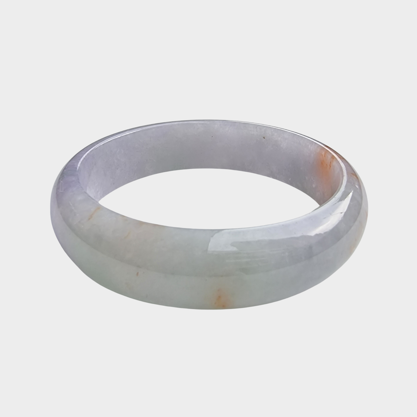Lavender with Red Jadeite Jade Bangle - 58mm Half Round