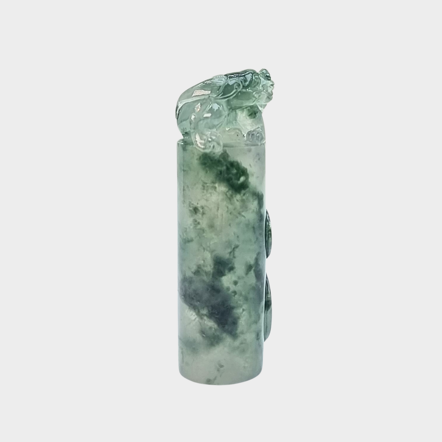 Icy "Dragon Seal" Jadeite Jade Ornament