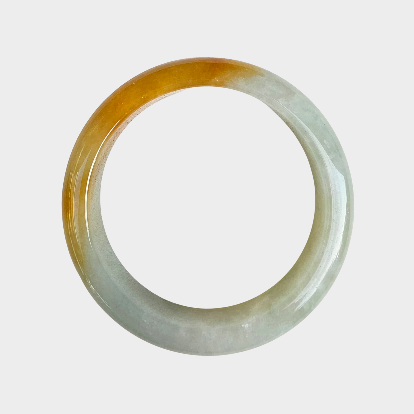 Golden Yellow Jadeite Jade Bangle - 57mm Flat
