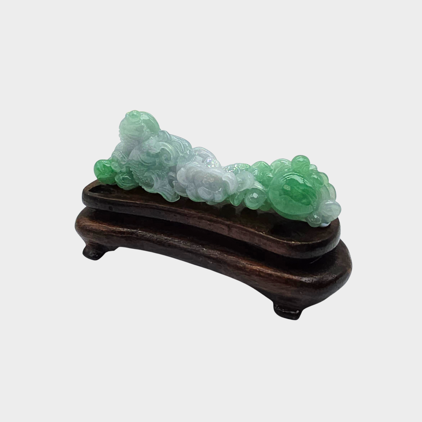"Fishes & Lotus" Jadeite Jade Display