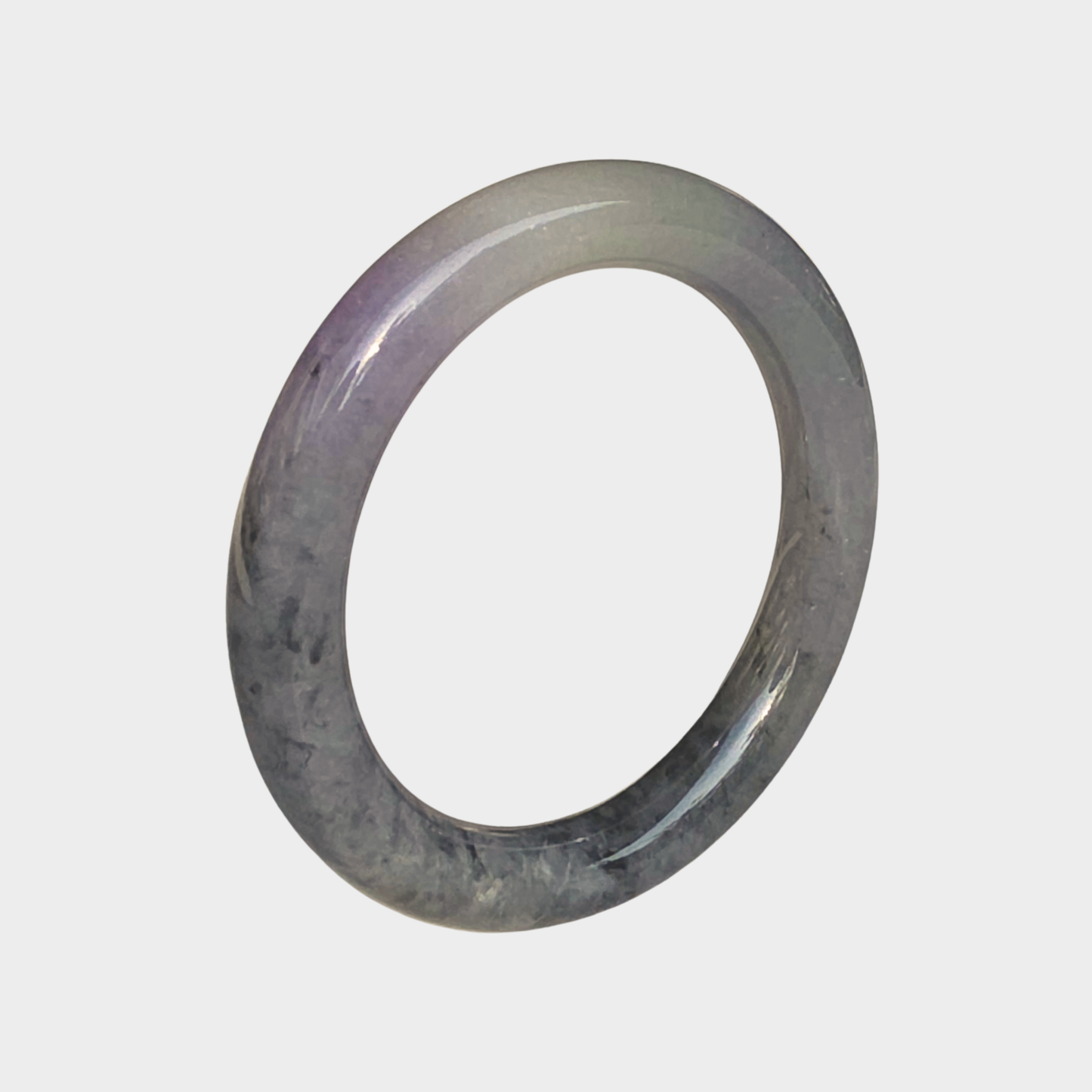 Black "Wuji" with Lavender Jadeite Jade Bangle - 56mm Round