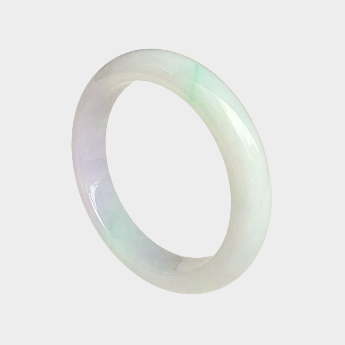 Light Lavender and Green Jadeite Jade Bangle - 58mm Half Round