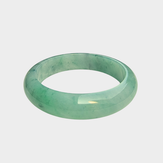 Green Jadeite Jade Bangle - 58mm Half Round