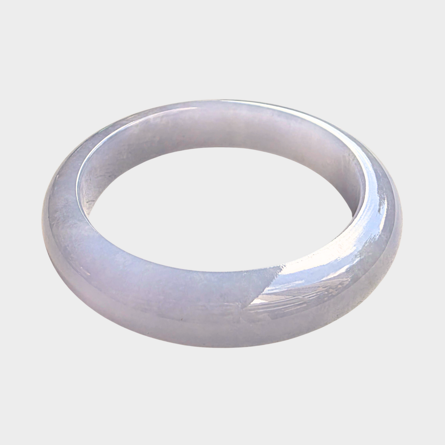 Lavender Jadeite Jade Bangle - 55mm Half Round