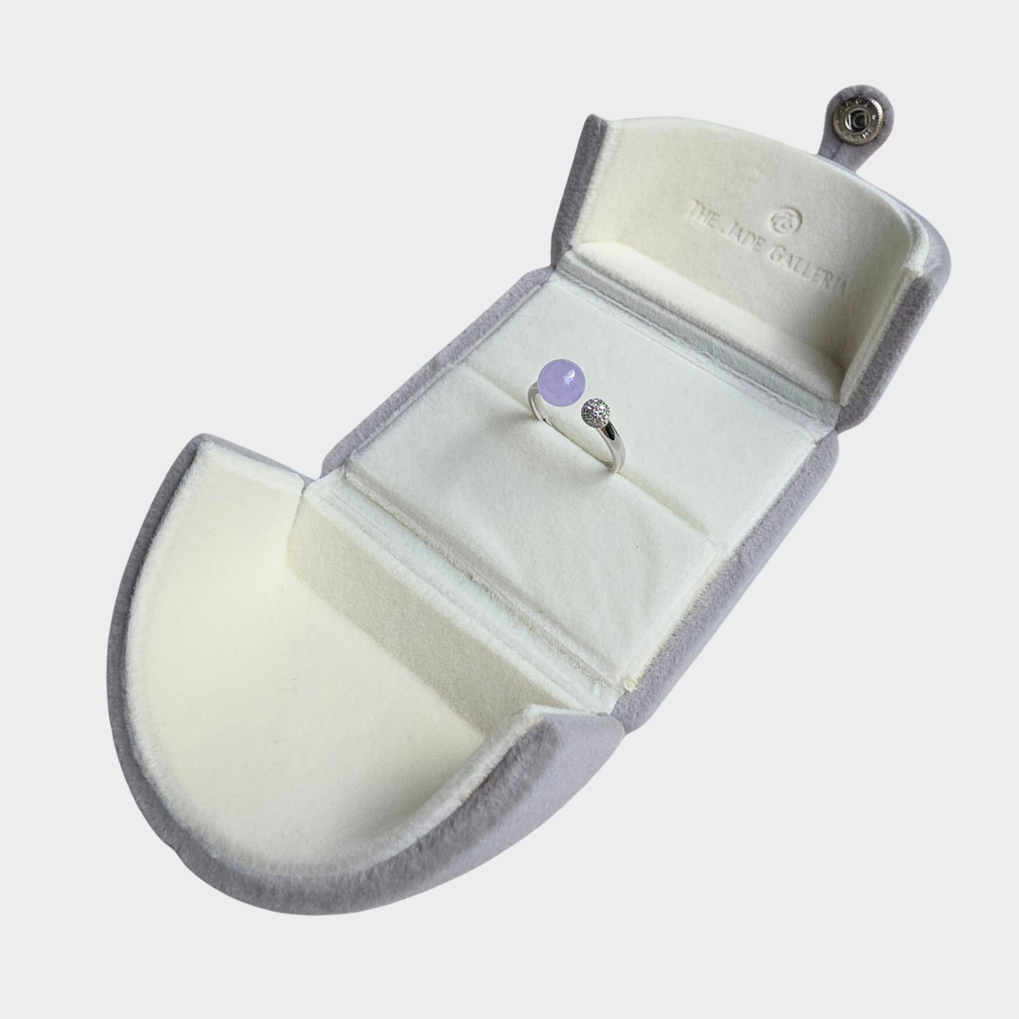 Icy Lavender Jadeite Jade Ring in White Gold with Diamonds