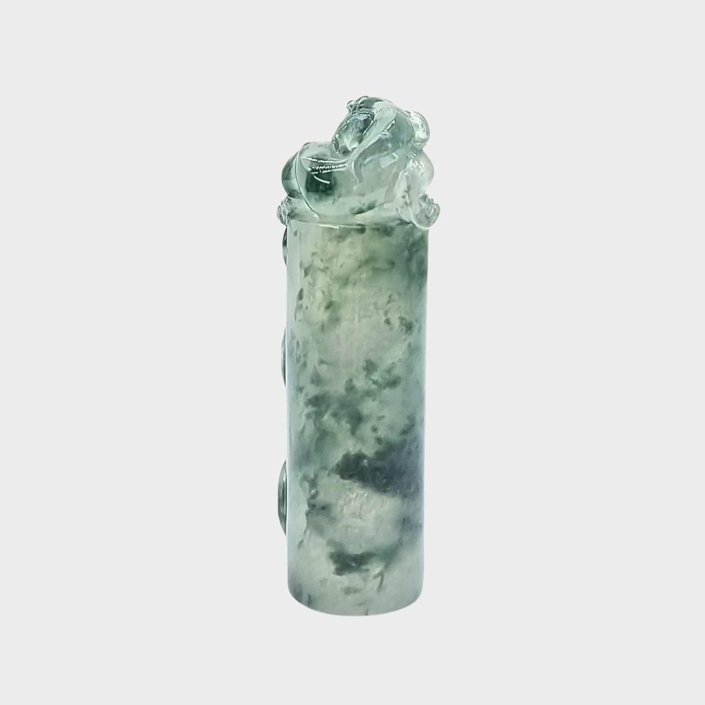 Icy "Dragon Seal" Jadeite Jade Ornament