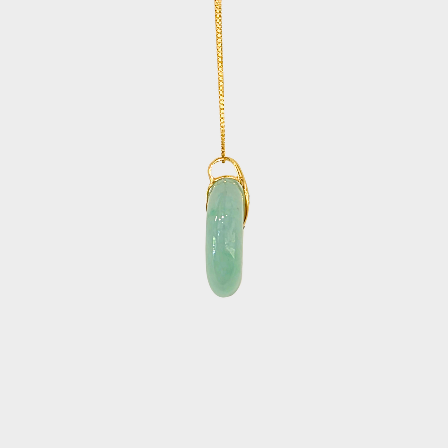 Icy Green Jadeite Jade "Lucky Coin" Pendant in Yellow Gold with Diamonds