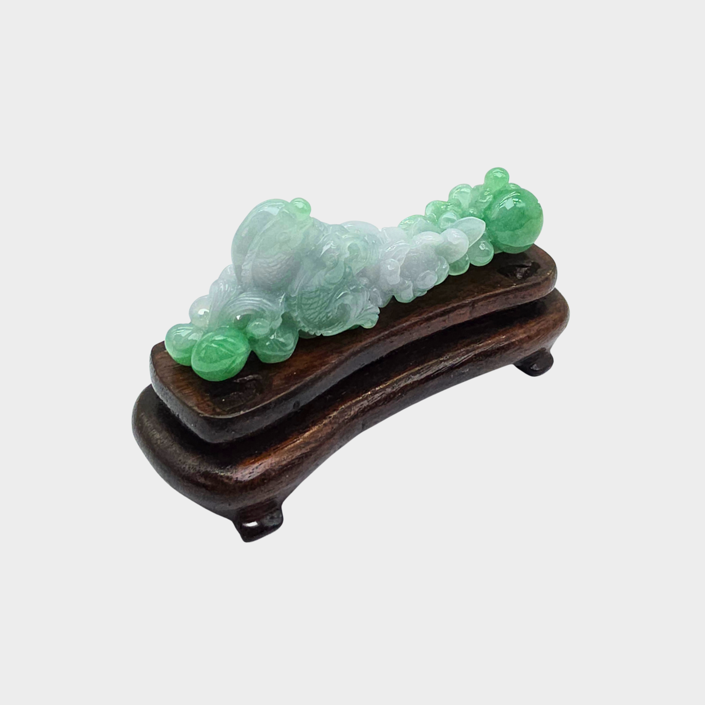"Fishes & Lotus" Jadeite Jade Display
