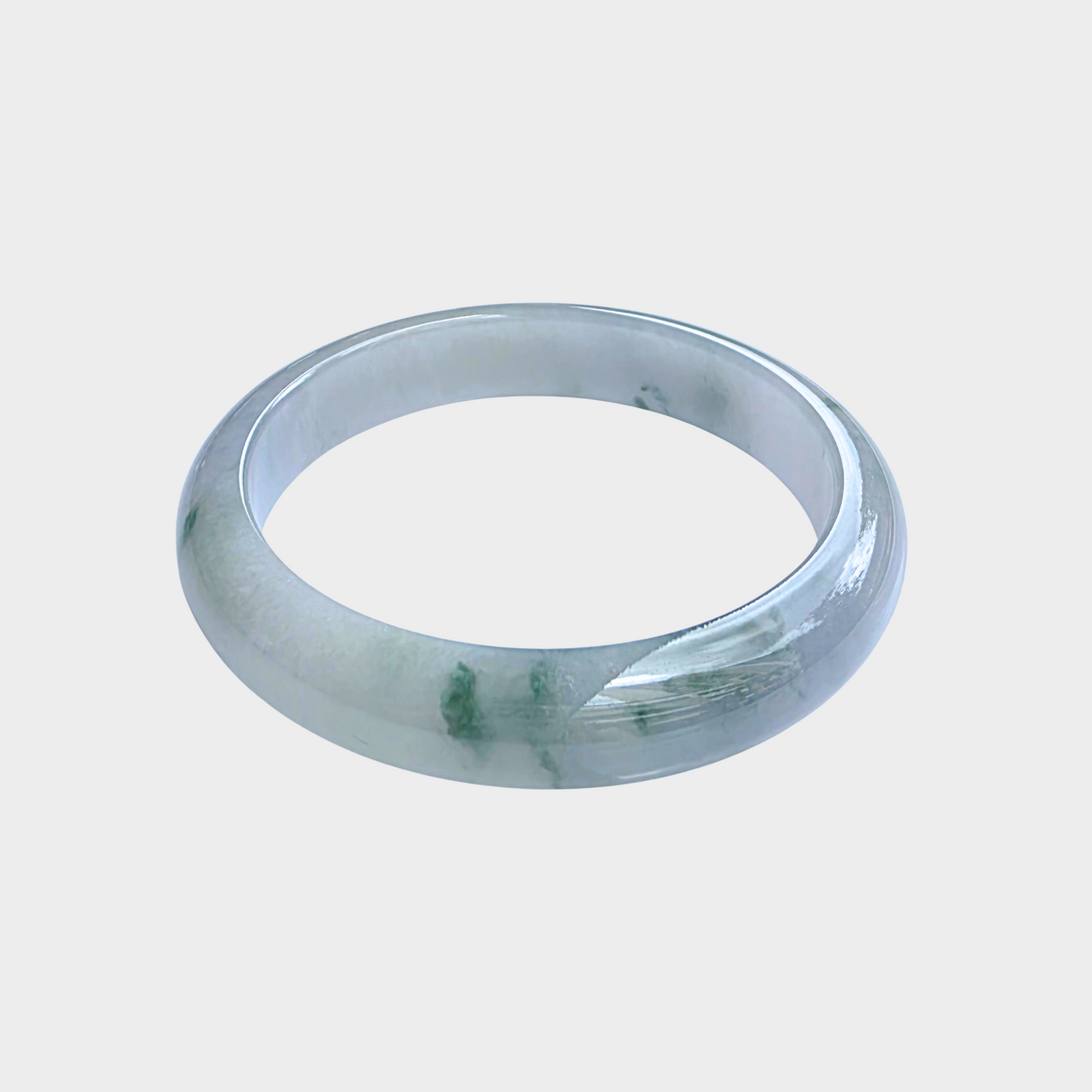 "Floating Flower" Jadeite Jade Bangle - 56mm Half Round