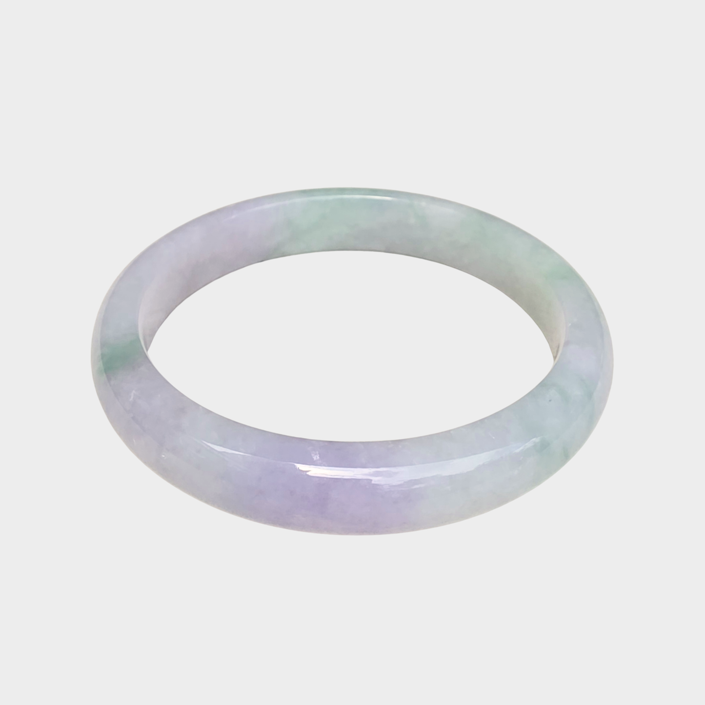 Lavender and Green Jadeite Jade Bangle - 57mm Flat