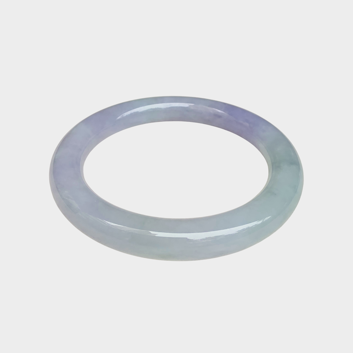 Lavender with Green Jadeite Jade Bangle - 55mm Round