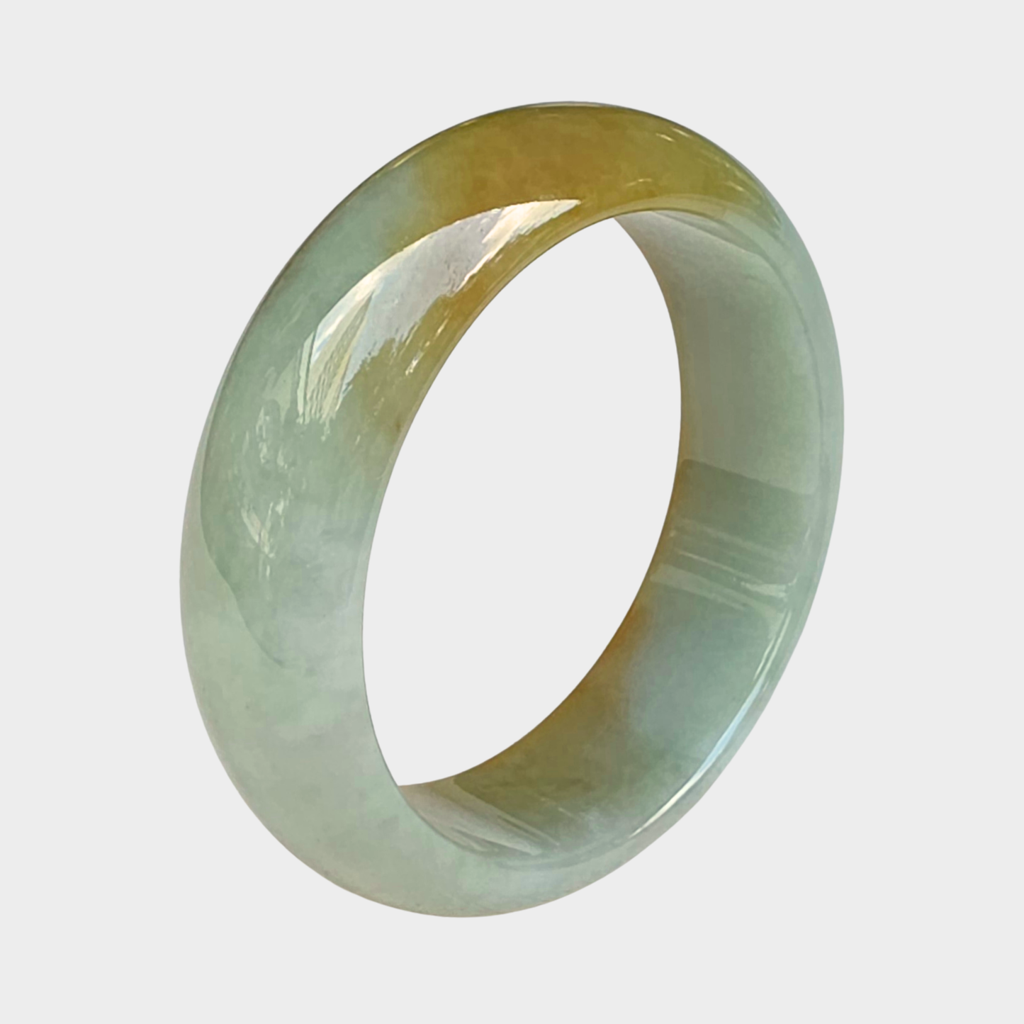 Yellow Jadeite Jade Bangle - 57mm Half Round