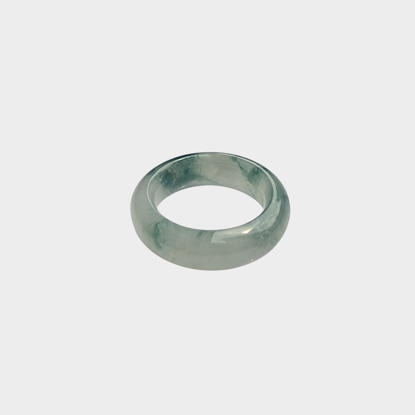 Icy "Floating Flower" Jadeite Jade Abacus Ring