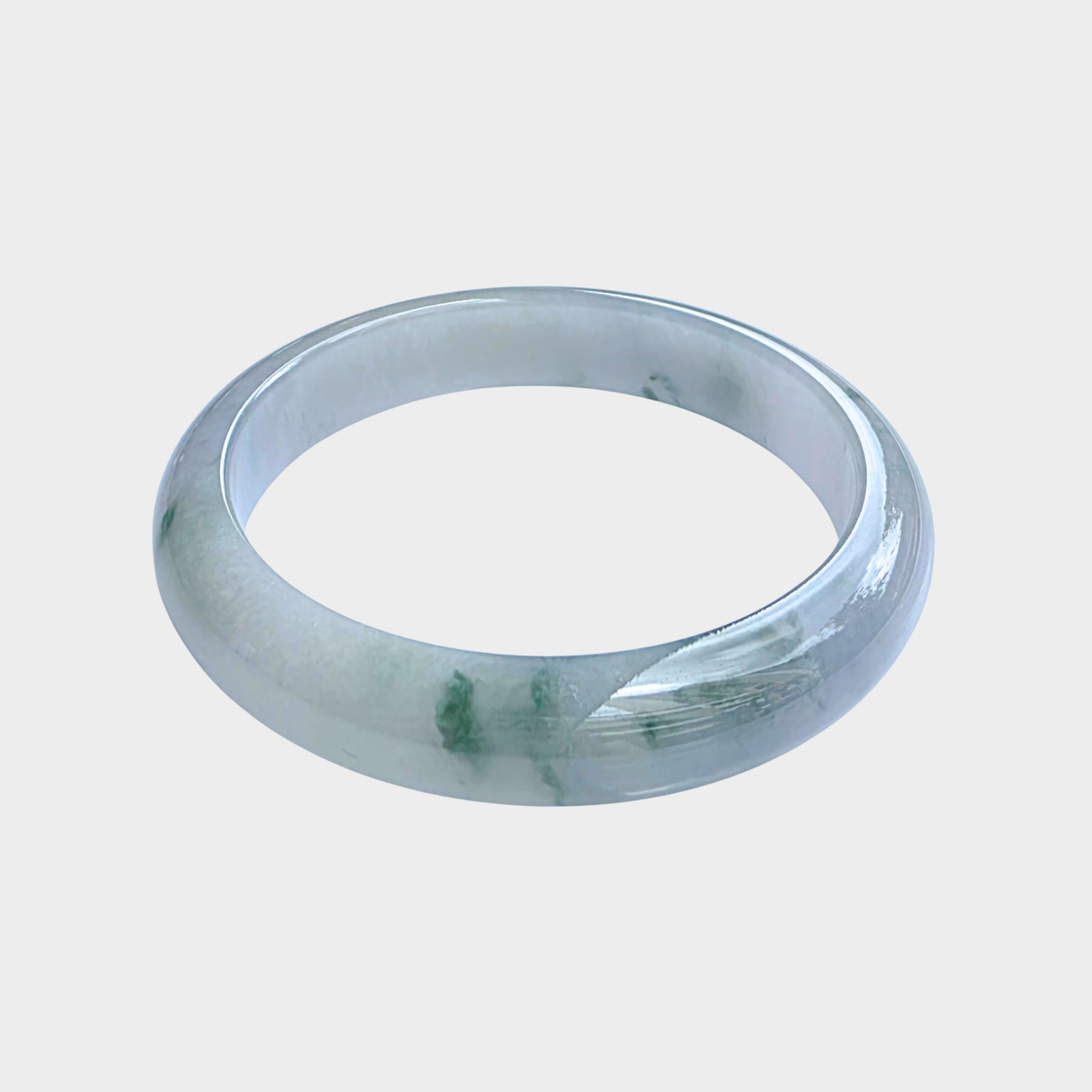 "Floating Flower" Jadeite Jade Bangle - 56mm Half Round
