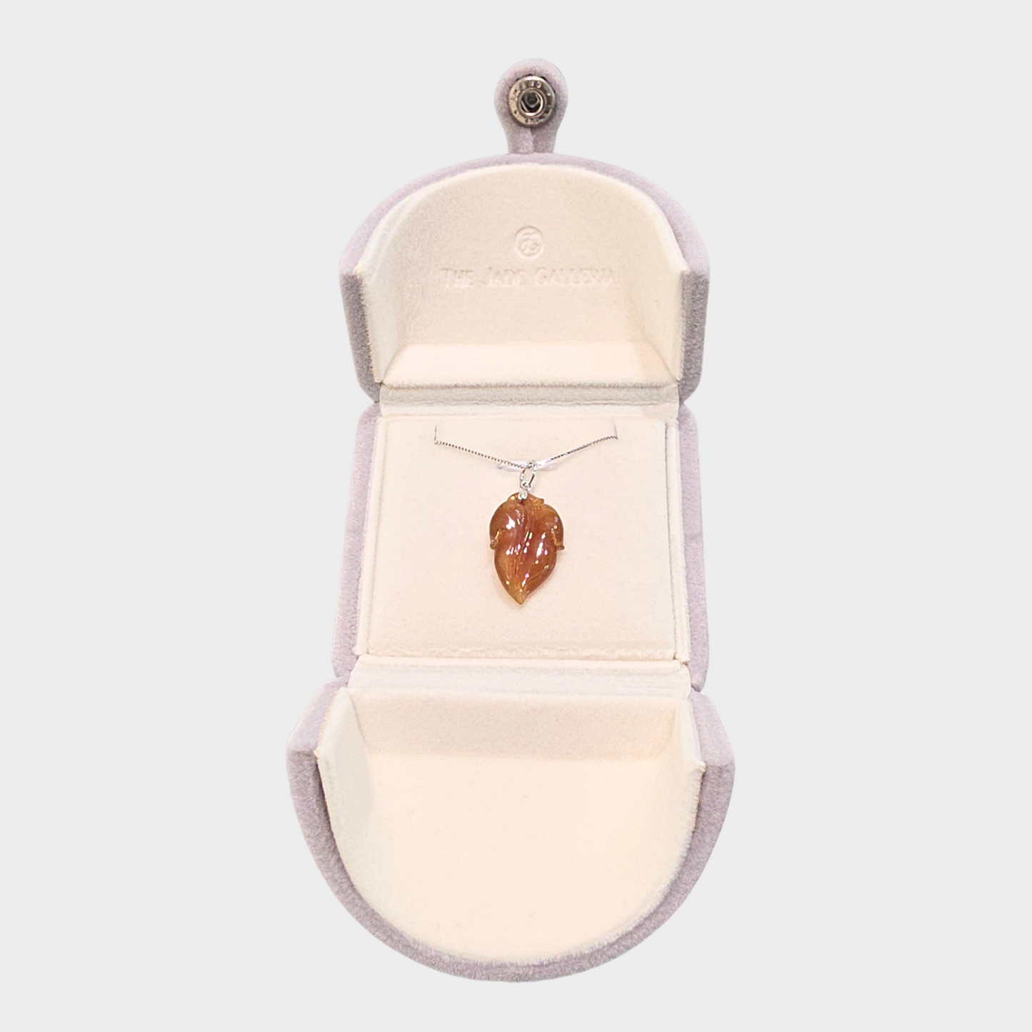 Jadeite Jade "Leaf" Pendant in White Gold