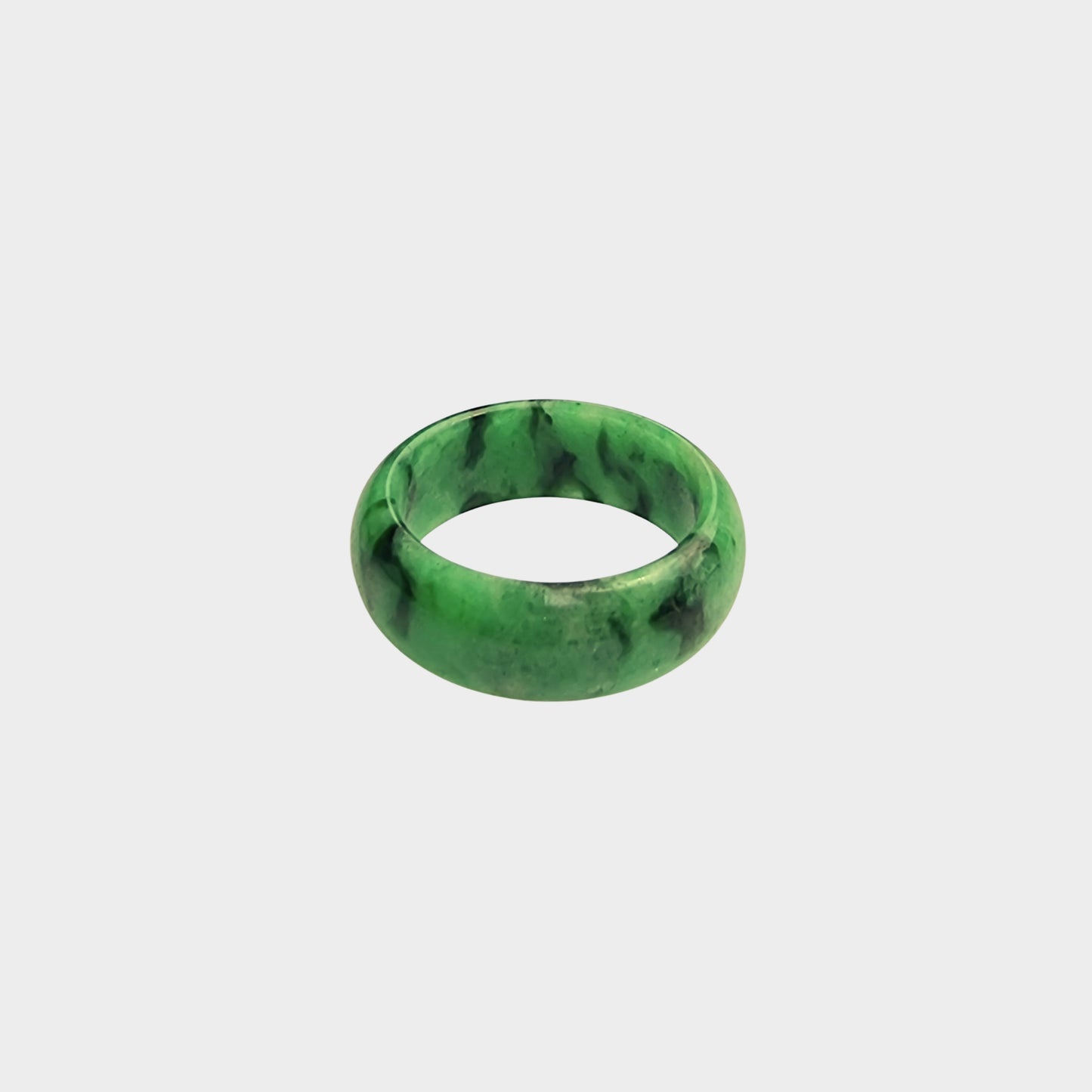 Green with Black Jadeite Jade Abacus Ring