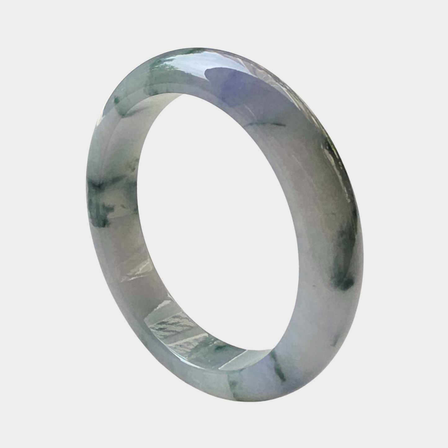 "Floating Flower" with Lavender Jadeite Jade Bangle - 57mm Half Round