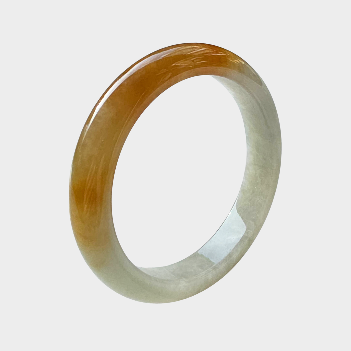 Golden Yellow Jadeite Jade Bangle - 57mm Flat