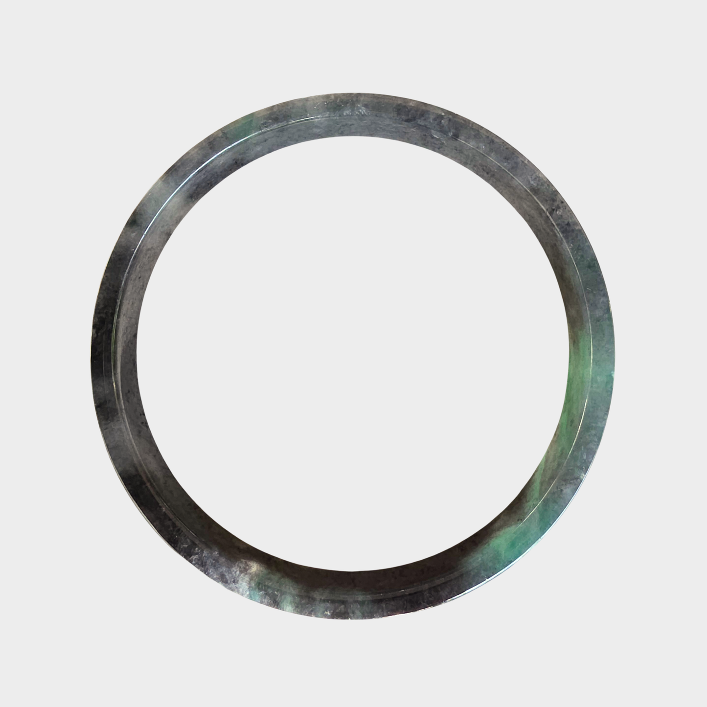 Black "Wuji" with Green Jadeite Jade Bangle - 72mm Flat