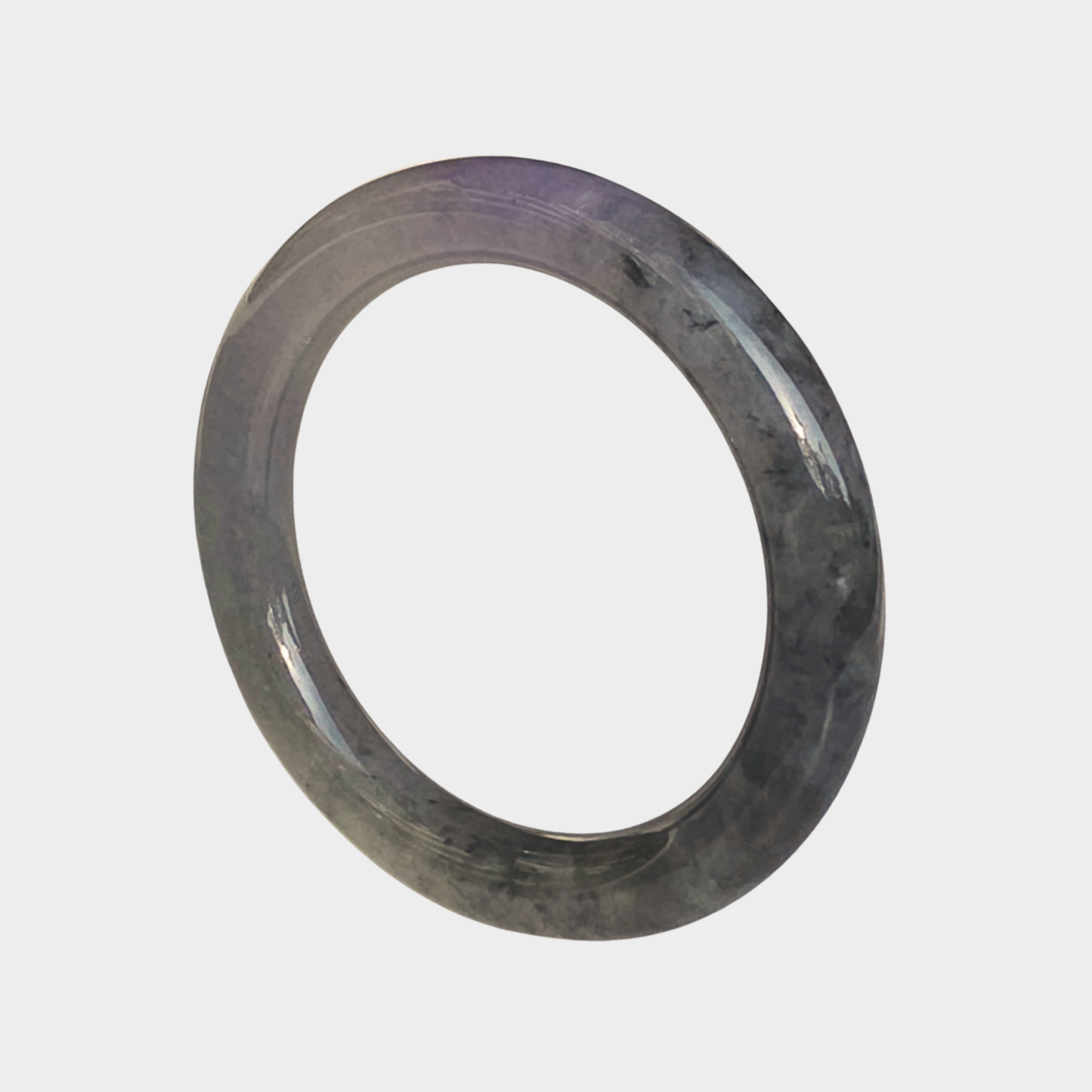 Black "Wuji" with Lavender Jadeite Jade Bangle - 56mm Round