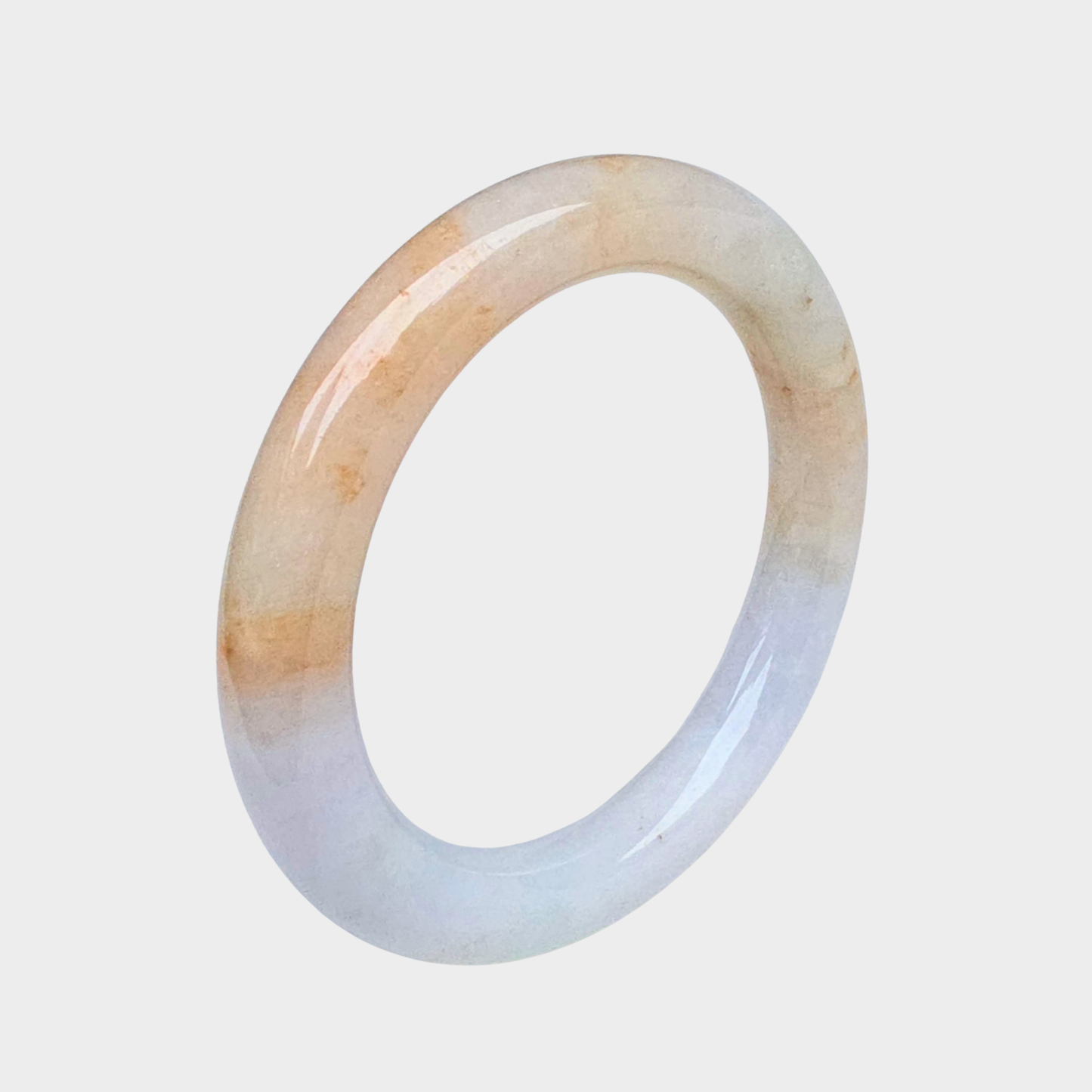 Orange and White Jadeite Jade Bangle - 58mm Round