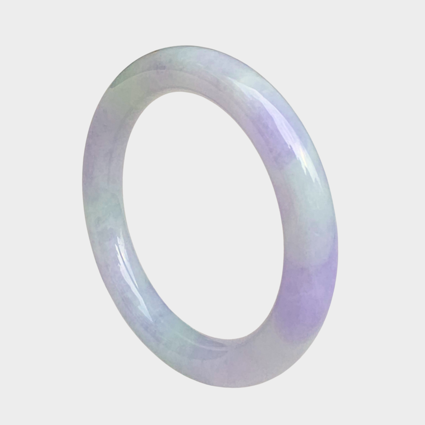 Lavender with Red Jadeite Jade Bangle - 59mm Round
