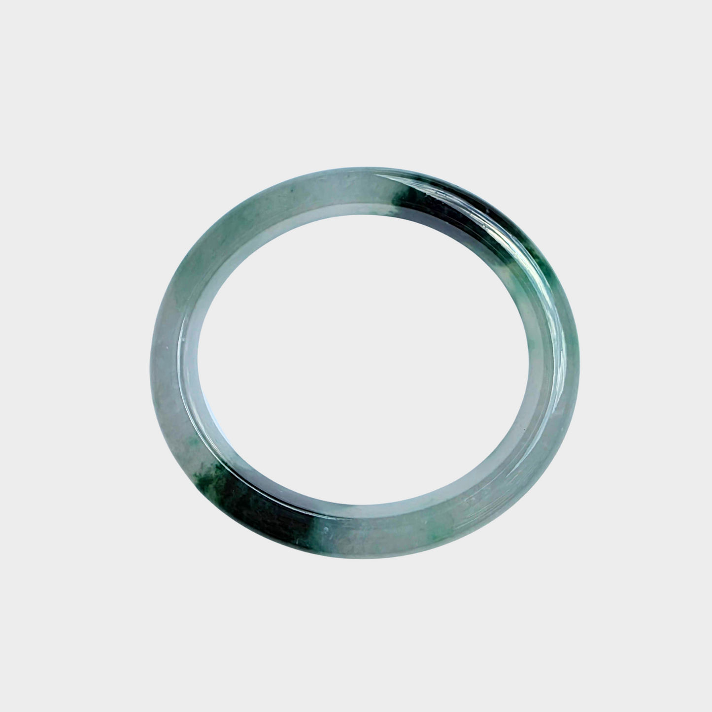 "Floating Flower" Jadeite Jade Bangle - 54mm Oval