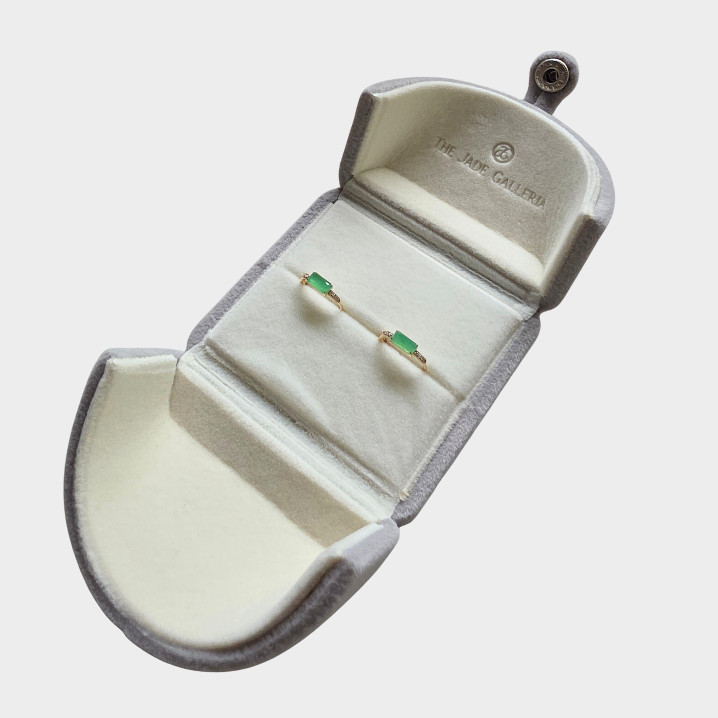 Jadeite Jade Hoop Earrings in Yellow Gold with Diamonds