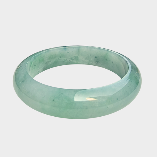 Green Jadeite Jade Bangle - 58mm Half Round