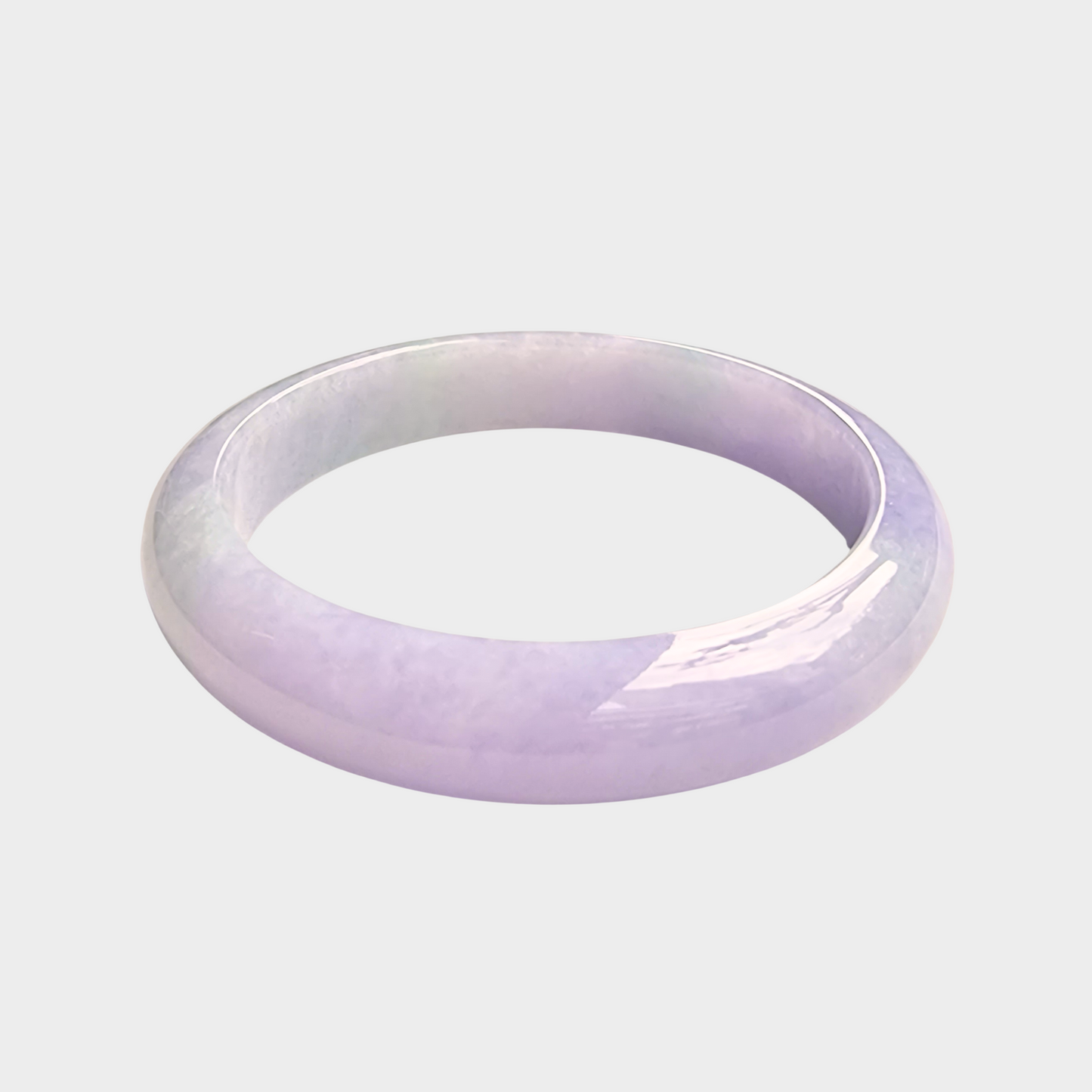 Lavender Jadeite Jade Bangle - 60mm Half Round