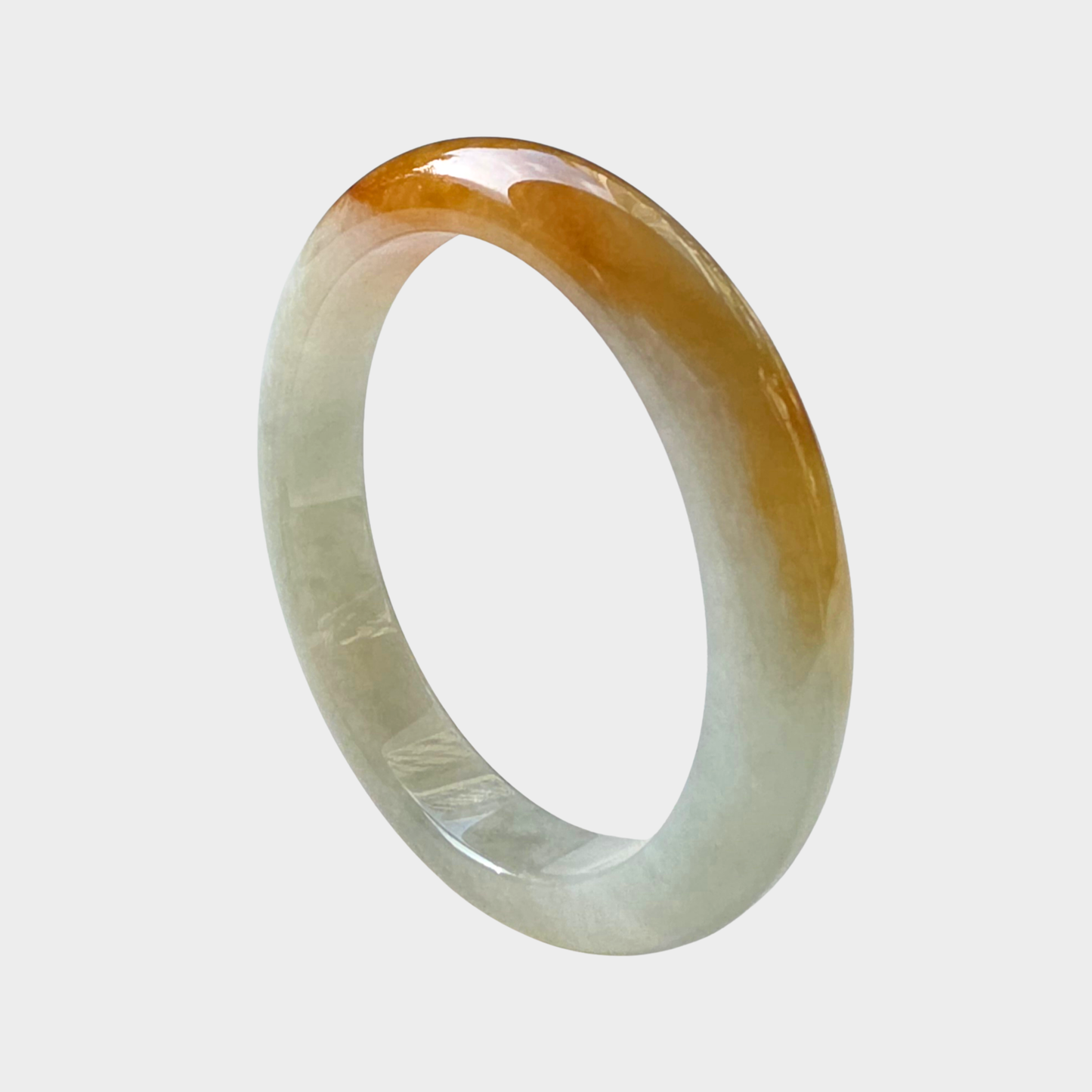 Golden Yellow Jadeite Jade Bangle - 57mm Flat