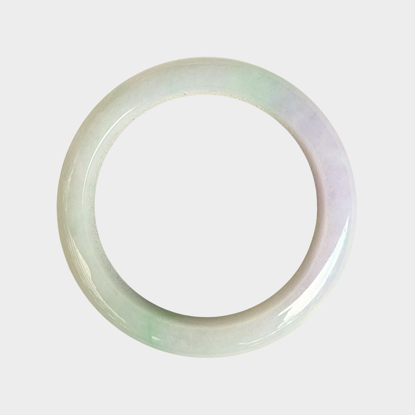 Light Lavender and Green Jadeite Jade Bangle - 58mm Half Round