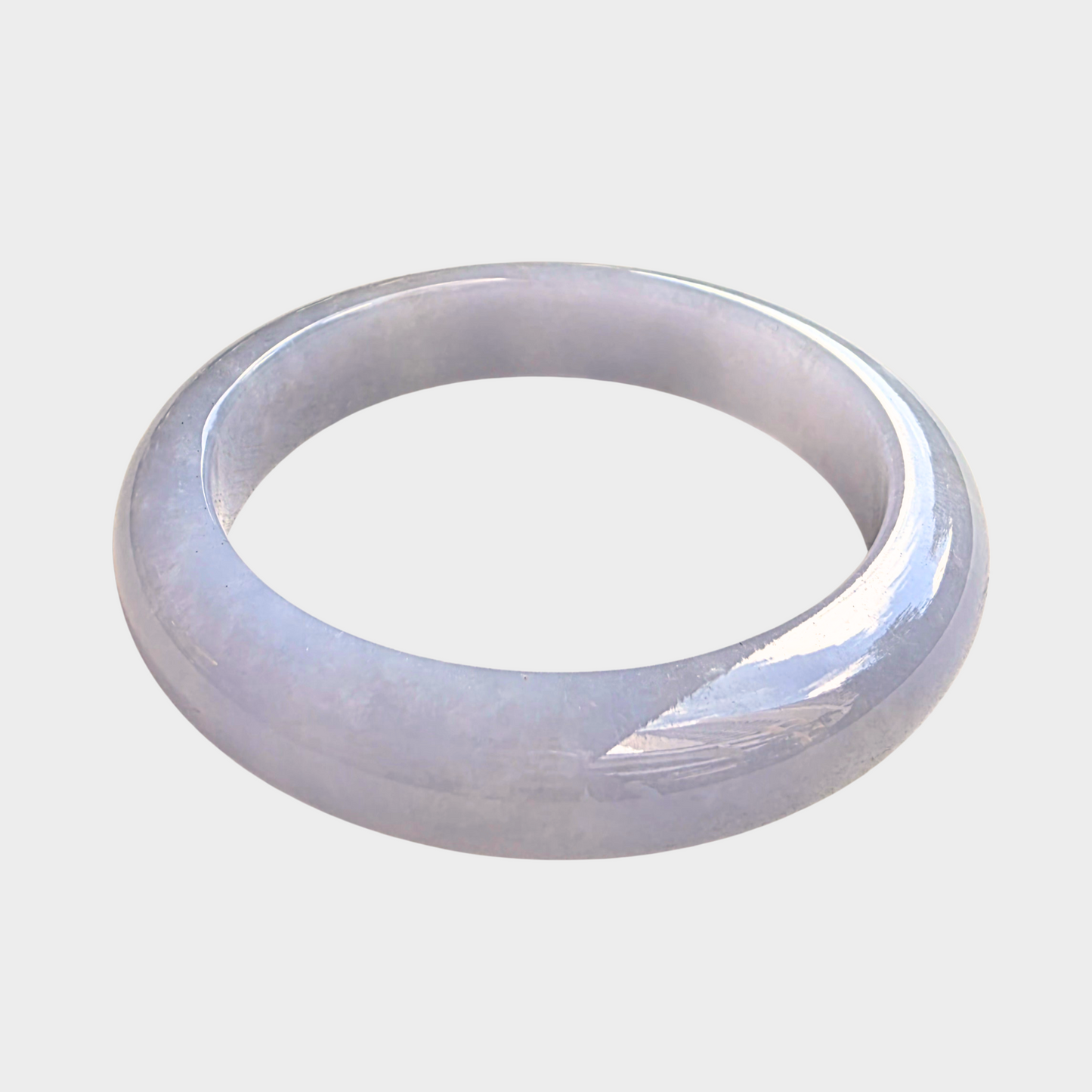Lavender Jadeite Jade Bangle - 55mm Half Round