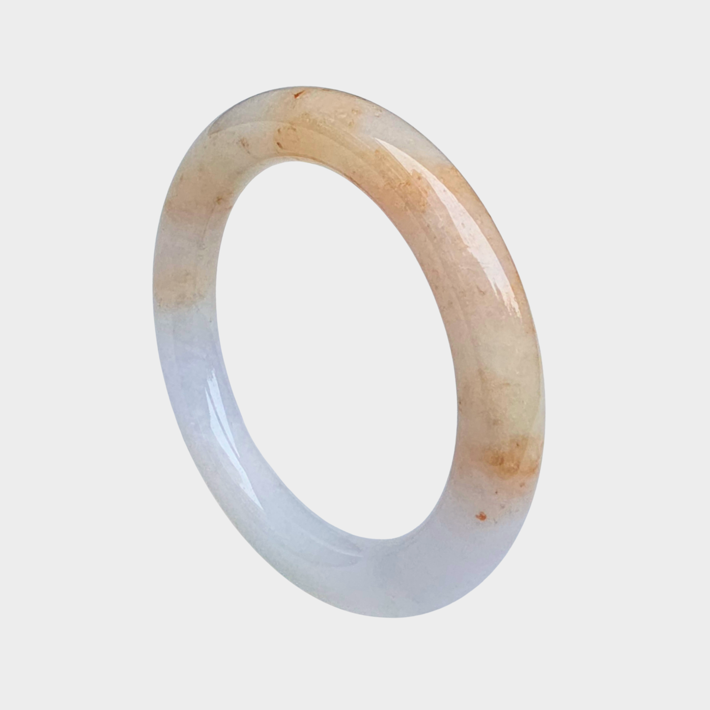 Orange and White Jadeite Jade Bangle - 58mm Round