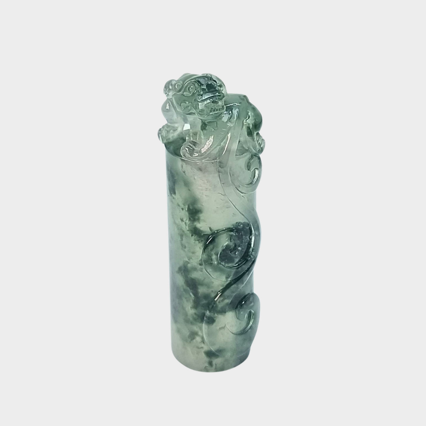 Icy "Dragon Seal" Jadeite Jade Ornament