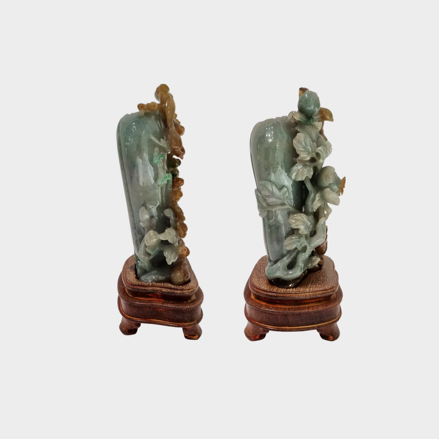 "Magpies and Plum Blossoms" Jadeite Jade Display - 1 Pair